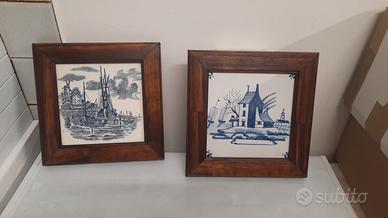 Quadretti con piastrelle Blu di Delft Vintage
