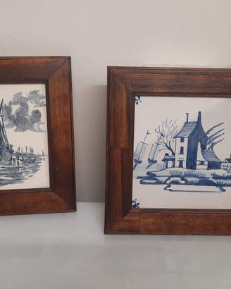 Quadretti con piastrelle Blu di Delft Vintage