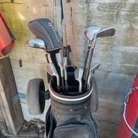 Mazze da golf, carrello , sacca