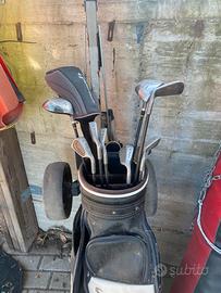 Mazze da golf, carrello , sacca