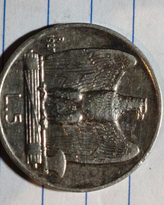 5 lire argento aquilino 1927