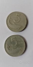 2 monete Rep. Italiana usate  lire 5 anno 1951