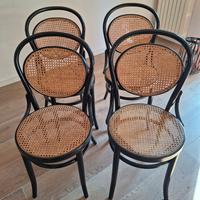 4 sedie in stile francesina di legno e rattan