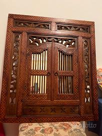 Specchio etnico orientale in legno teak