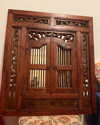 Specchio etnico orientale in legno teak