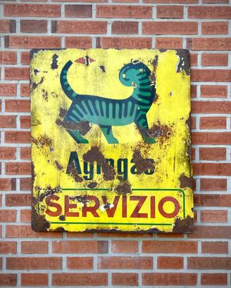 TABELLA INSEGNA AGIPGAS SERVIZIO GATTO GIALLO SMAL