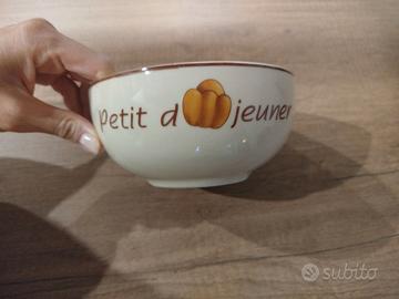 Ciotola beige colazione scritta francese
