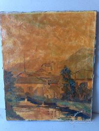 Quadro vintage olio su tela PAGLIALUNGA 