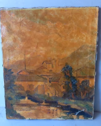 Quadro vintage olio su tela PAGLIALUNGA 