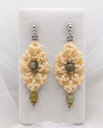 Orecchini Artigianali Boho Chic Gemme Giada verde