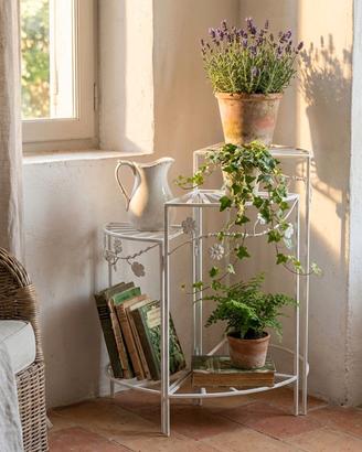 Etagere Provenzale Shabby in Metallo Bianco 57cm