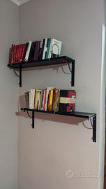 3 mensole legno nero con staffa metallo