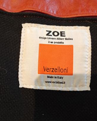 Pouf in pelle e tessuto 