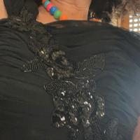 Vestito elegante con ricami  nero tg.44/ 46