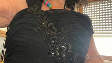 Vestito elegante con ricami  nero tg.44/ 46