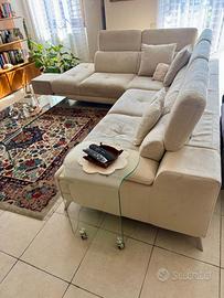 Divano angolare beige 6 posti
