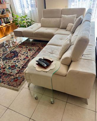 Divano angolare beige 6 posti