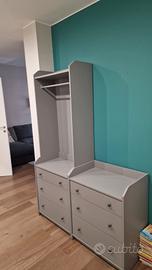 coppia di cassettiere con appendiabiti 