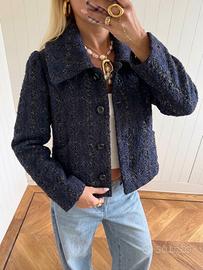 Morgan Blazer Jacket Glitter Wool - Blue Navy