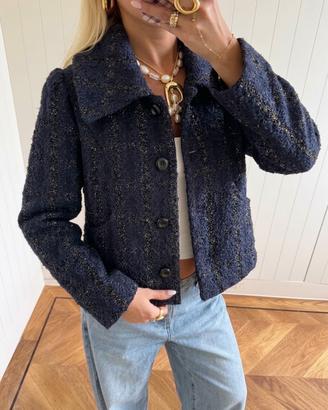 Morgan Blazer Jacket Glitter Wool - Blue Navy