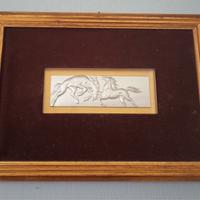 Quadro Incisione su Foglia in Argento Vintage