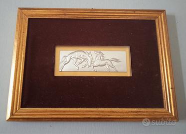 Quadro Incisione su Foglia in Argento Vintage