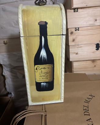 Stock cassetta legno per bottiglia singola