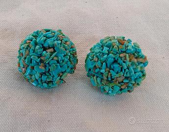 Orecchini a clip vintage con turchesi naturali 