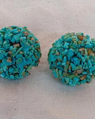 Orecchini a clip vintage con turchesi naturali 