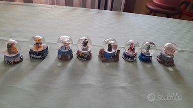 40 Palle di vetro con neve di diversi tipi, 7cm