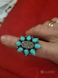 Anello in argento 800 con turchese