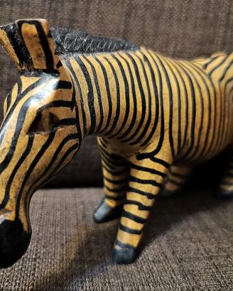 ZEBRA GIRAFFA Scultura Etnica Artigianale in Legno