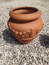 Vaso in terracotta con decori diametro 22 cm