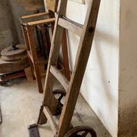 Carrello antico legno metallo portapacchi ruote