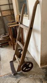 Carrello antico legno metallo portapacchi ruote