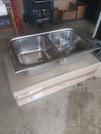 LAVABO DOPPIO INOX CON SCARICHI