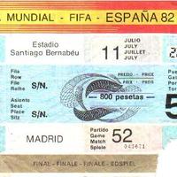 biglietto finale mondiale Spagna 82