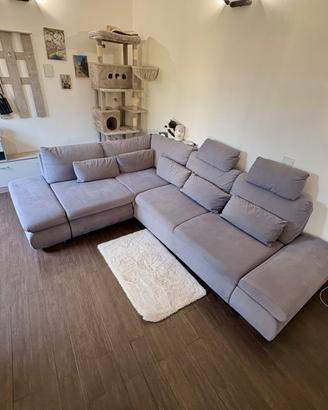 Divano XXL Alcantara/Microfibra grigio.
