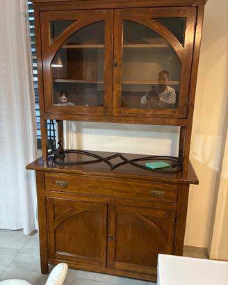 Mobile vetrina  in legno e ferro battuto