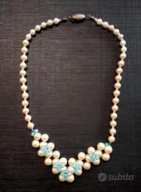 Collana e orecchini perle vantage