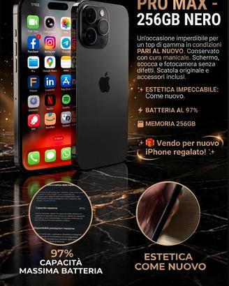 iPhone 14 Pro Max 256GB Nero - Pari al Nuovo