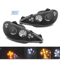 FARI PER PEUGEOT 206 02- LUCE DIURNA A LED NERO