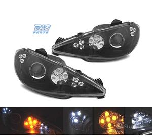 FARI PER PEUGEOT 206 02- LUCE DIURNA A LED NERO