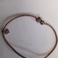 bracciale pandora doppio di pelle 35 cm+ charme 