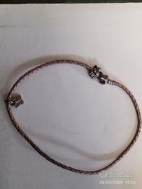 bracciale pandora doppio di pelle 35 cm+ charme 