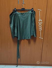 Gonna satinata verde muschio Floria Made in Italy,