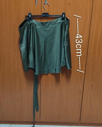 Gonna satinata verde muschio Floria Made in Italy,