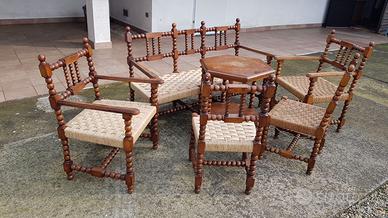 Set antico da soggiorno : divano , sedie, tavolino