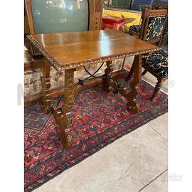 SCRITTOIO TAVOLINO IN NOCE CON BAMBE A LIRA INTAGL