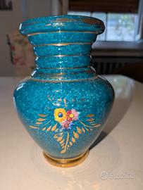 Vaso anni '40 in maiolica e dettagli oro.